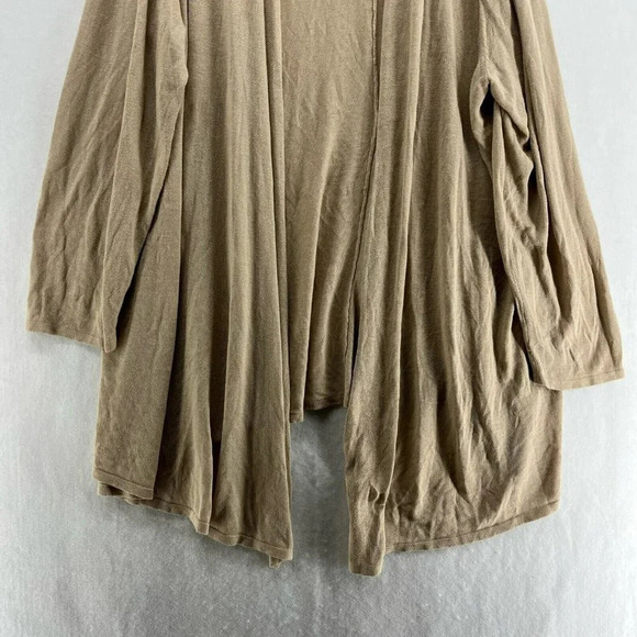 Woman Within Cardigan Women's Sz 2X Brown Open Front Draped Knitted Stretch - Picture 7 of 13